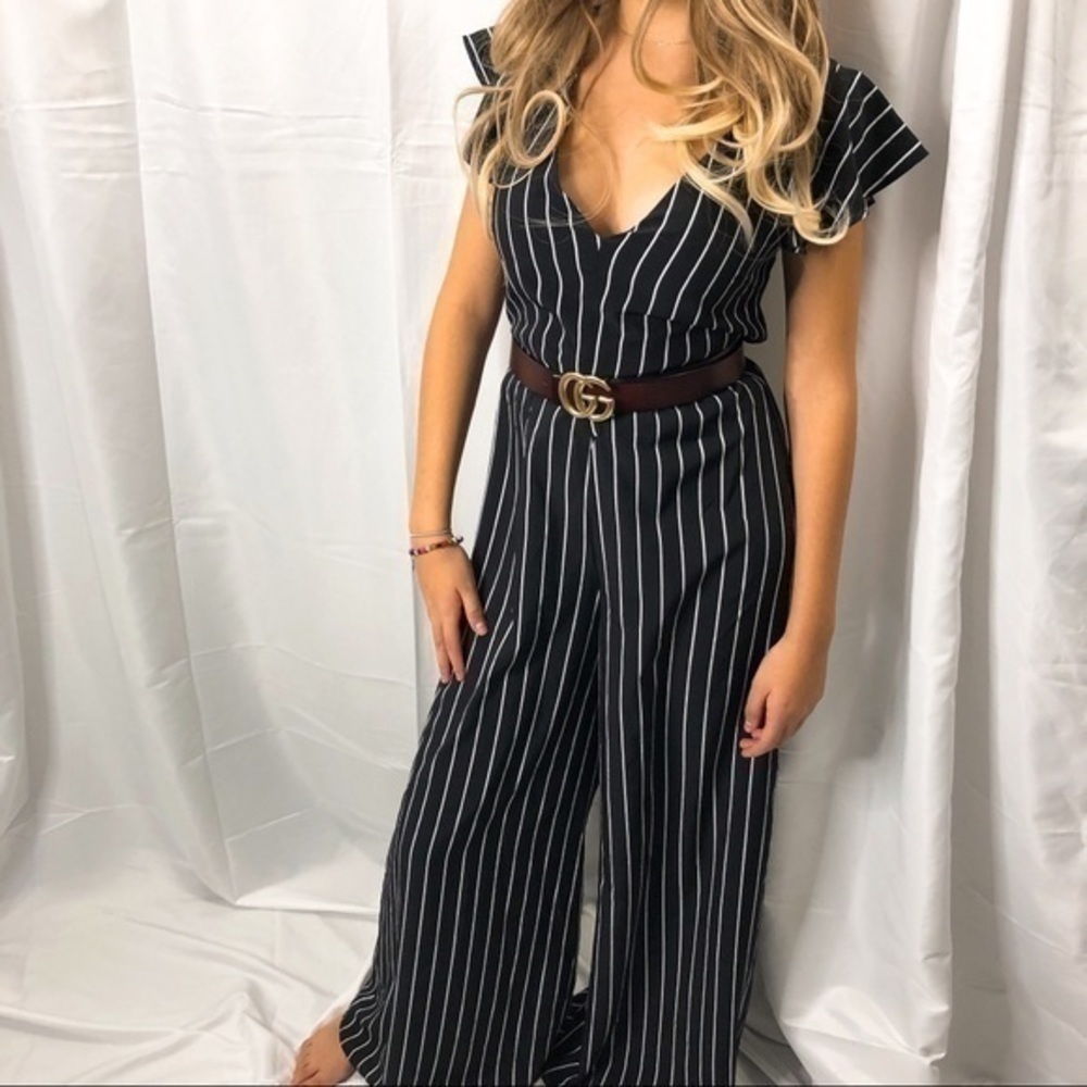 Stripped jumpsuit wide leg pants - Picture 7 of 12